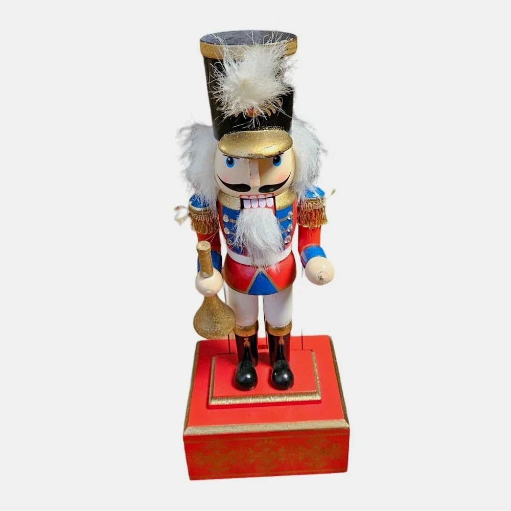 St. Nicholas Square‎ Wooden Nutcracker Soldiers Christmas Music Box 12 in VTG